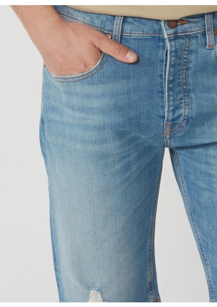 Açık Indigo Erkek Denim Şort DTE316_STRAIGHT Fit Normal Bel Açık fırsatları