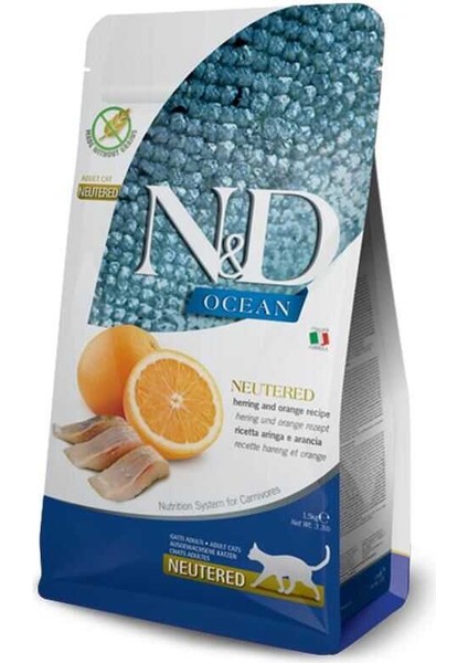 Nd Ocean Ringa Balıklı ve Portakallı Kısır Kedi Maması 5 kg