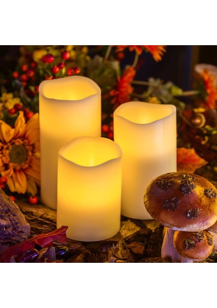 Warm Light LED Remote Control Electronic Candle Kumandalı Gün Işığı Işıklı Mum 3lü Set Işıklı Mum