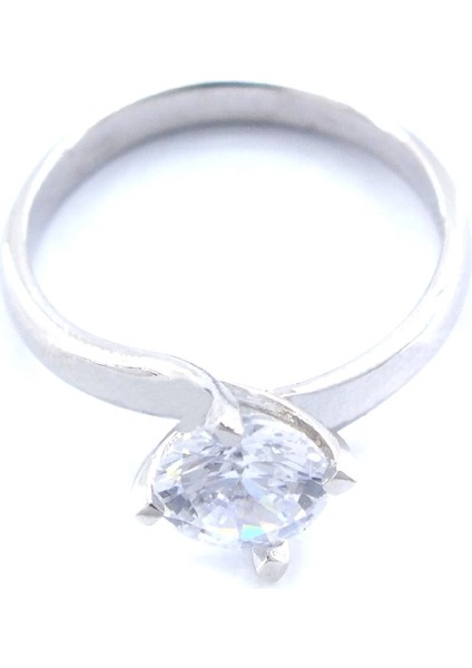 925 Ayar Gümüş Zirkon Tek Taş Tasarım Kadın Yüzük GKY-126 fırsatları