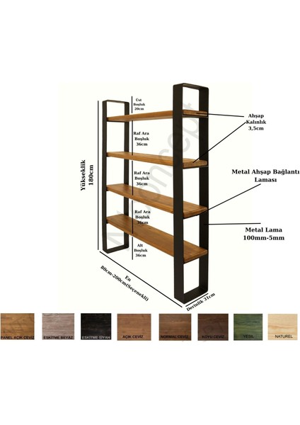 Ntconcept Nia Masif Ağaç Kitaplık-Vitrin(En 160CM)