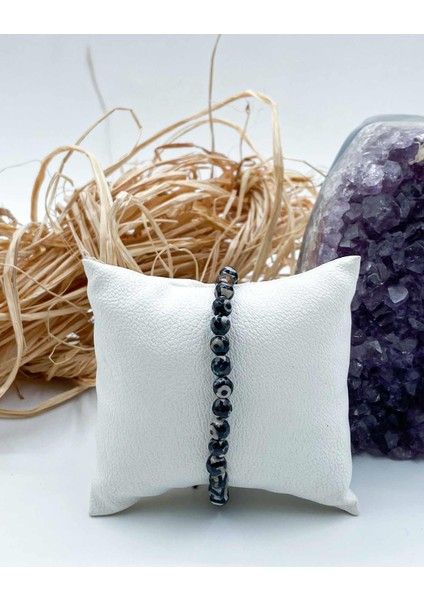 Tibet Akik Doğal Taş Bileklik 6 mm Küre Kesim