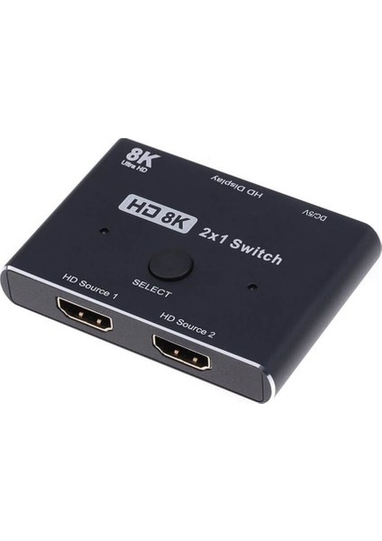 2 Port 8k HDMI 2.1 Switch Çoklayıcı 8K@60Hz 4K@120Hz Ultra Hd 48GBPS - 2 Cihaz 1 Ekran