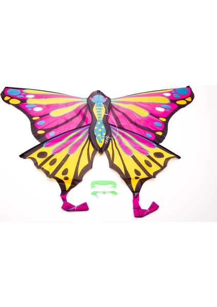 Tek Ipli Uçurtma Çocuk Statik Uçurtmauçurtma 127 x 66 cm Kelebek Pembe / Sarı Orao Meridyendukkan