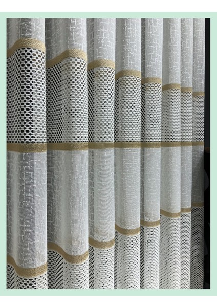 Taç Aplik Örme Kullanıma Hazır 1/2,5 Normal Pile Tül Perde Tek Kanat - Ekru 100 x 270 cm