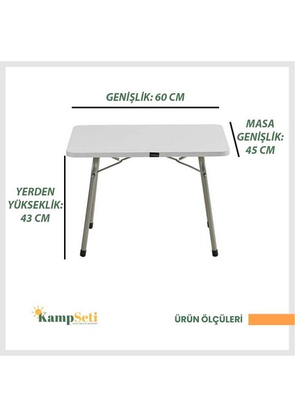 Kampseti 2 Adet Katlanır Kamp Sandalyesi ve Masa Seti-Taşınabilir Piknik Bahçe Sandalyesi-Masası-Hediye Bardaklık