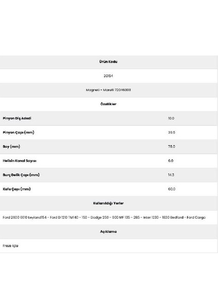 30154 Leyland 154 6 Kanal 10 Diş 7150230 Marş Dişlisi fiyatları