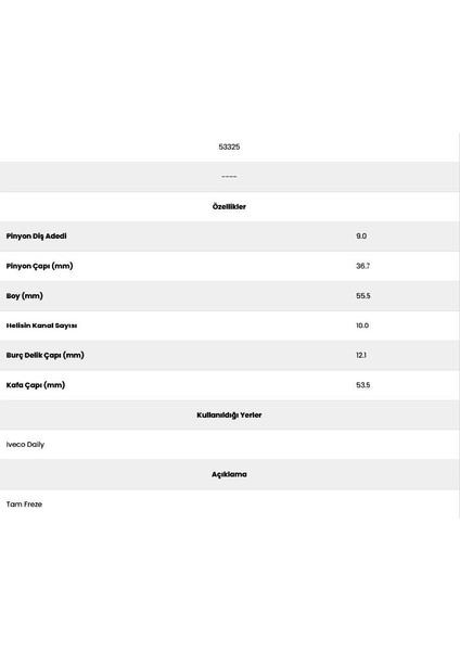 53325 Boxer 10 Kanal 9 Dıs 10062101 Marş Dişlisi