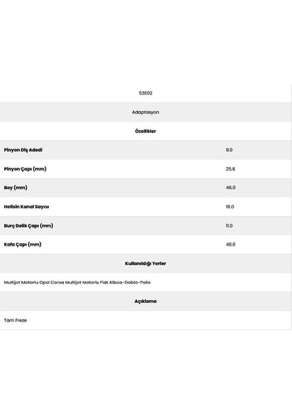 53602 Doblo 16 Kanal 9 Diş 1006209793 Marş Dişlisi fiyatları