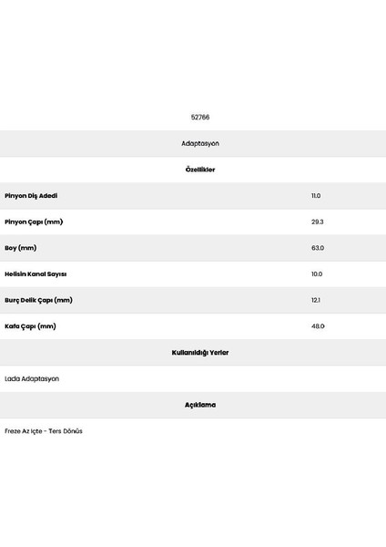 52766 Lada 10 Kanal 11 Diş Marş Dişlisi fiyatları