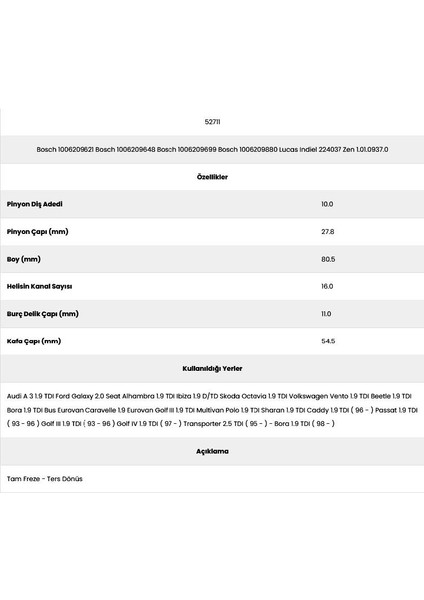 52711 Ford 16 Kanal 10 Diş 7156990 Marş Dişlisi fiyatları