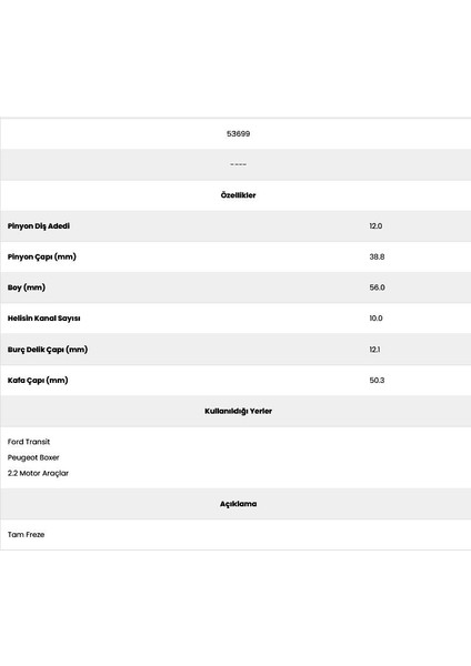 53699 Boxer 2.2 10 Kanal 12 Diş 10062102 Marş Dişlisi