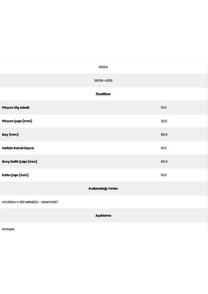 61054 H 100 10 Kanal 10 Diş 71510540 Marş Dişlisi fiyatları