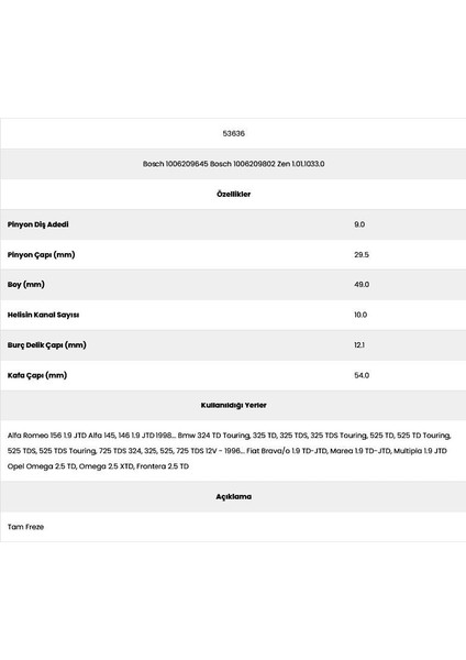 53636 Opel 10 Kanal 9 Diş 10062096 Marş Dişlisi fiyatları