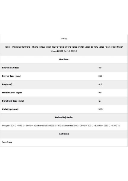 74686 Renault Express 9 Kanal 11 Diş 182176 Marş Dişlisi fiyatları