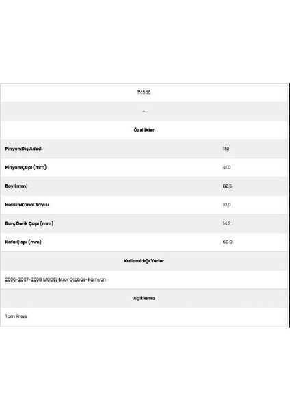 74946 Man 10 Kanal 11 Diş 16901752 Marş Dişlisi fiyatları