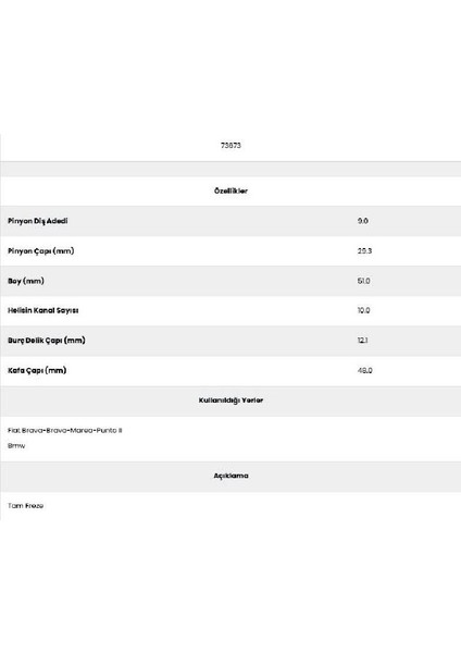 73673 Romeo 10 Kanal 9 Diş Marş Dişlisi fiyatları