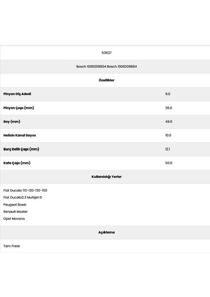 53627 Karsan 10 Kanal 9 Dıs 7150160 Marş Dişlisi