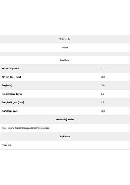 73608 Jcb 10 Kanal 10 Diş Marş Dişlisi fiyatları