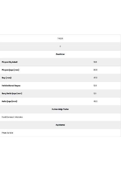 74225 Ford Connect 12 Kanal 10 Diş Marş Dişlisi fiyatları