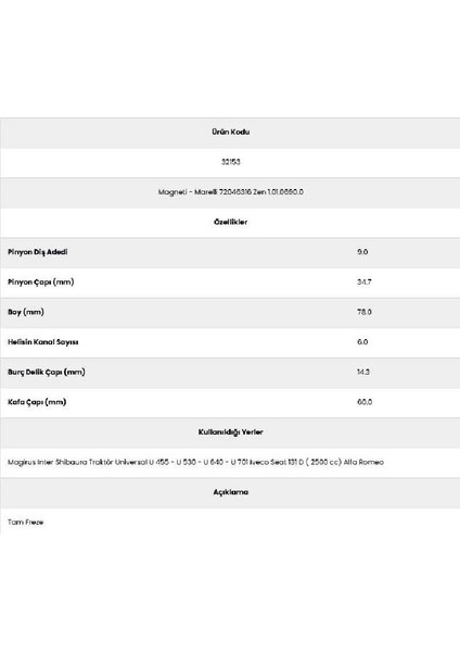 32153 Magirus 6 Kanal 9 Diş 72315667 Marş Dişlisi fiyatları