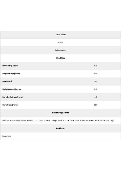 30254 LEYLAND154 12 Kanal 10 Diş Marş Dişlisi fiyatları