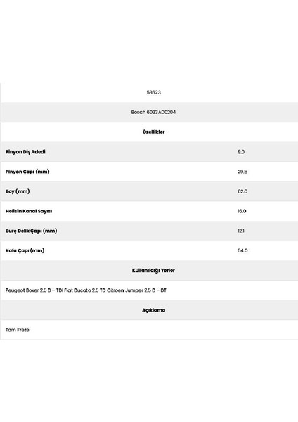53623 Jumper 2.5 16 Kanal 9 Diş 6033AD02 Marş Dişlisi fiyatları