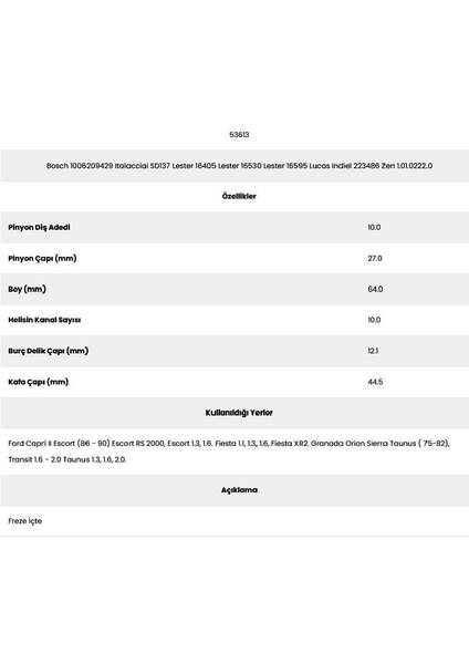 53613 Capri 10 Kanal 10 Diş 10062094 Marş Dişlisi fiyatları