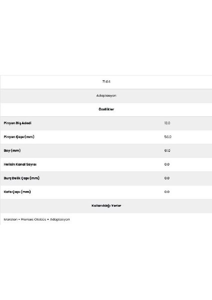 71414 Maraton 13 Diş Marş Dişlisi fiyatları