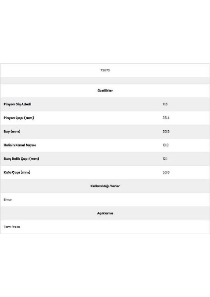 73670 Romeo 10 Kanal 11 Diş Marş Dişlisi fiyatları