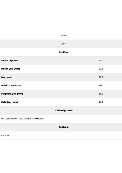 61060 L200 10 Kanal 13 Diş Marş Dişlisi fiyatları