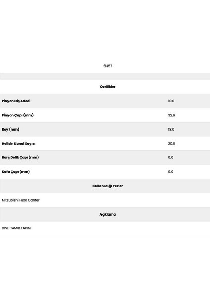 Canter 61457 20 Kanal 10 Diş Marş Dişlisi fiyatları