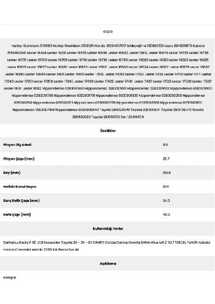 61230 Suzuki 10 Kanal 9 Diş K6202474 Marş Dişlisi fiyatları