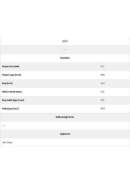 42557 Mf 240 Ym 12 Kanal 10 Diş Marş Dişlisi