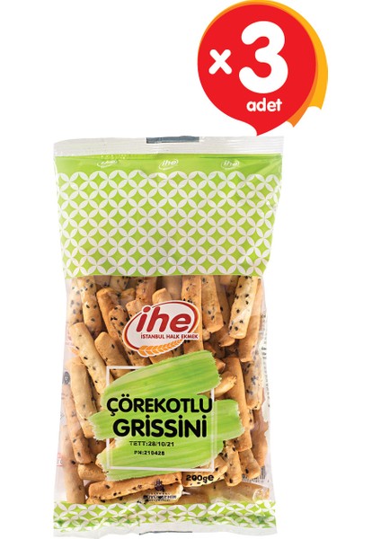 Çörekotlu Grissini 200 gr 3 Adet