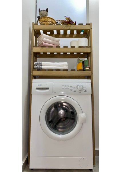 Banyo Çamaşır Makinesi Üstü Raflı Düzenleyici Dolap