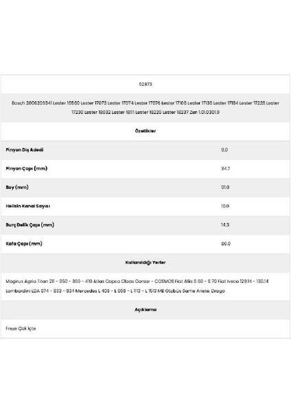 52873 Lombardini 10 Kanal 9 Diş 20062093 Marş Dişlisi fiyatları