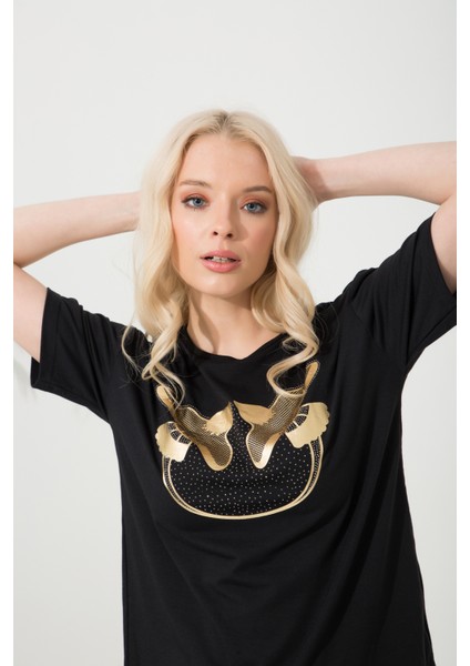 Baskılı Basic Bisiklet Yaka Örme T-Shirt indirimleri