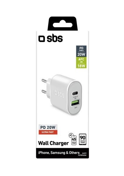 1xusb-A+1xusb-C Pd 20W Beyaz Seyahat Şarj