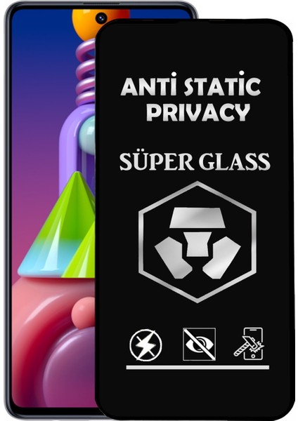 Samsung Galaxy M51 Tam Kaplayan Anti Statik Hayalet Süper Cam Ekran Koruyucu