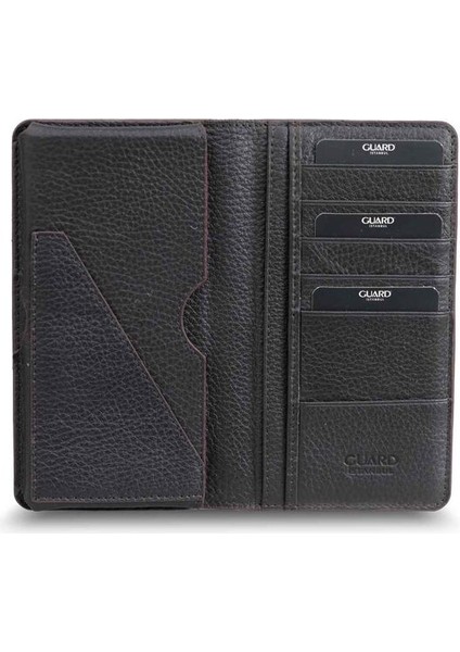 Telefon Girişli Kahverengi Deri Unisex Cüzdan