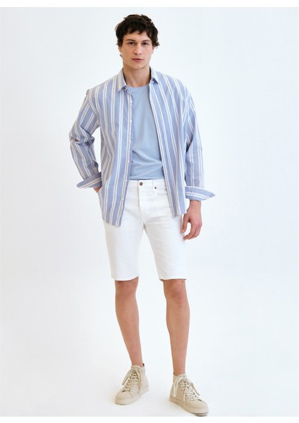 Beyaz Erkek Denim Şort DTE317_STRAIGHT Fit Normal Bel Beya fiyatları
