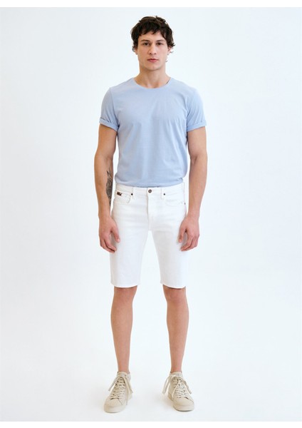 Beyaz Erkek Denim Şort DTE317_STRAIGHT Fit Normal Bel Beya modelleri