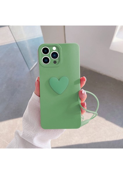 Apple iPhone 14 Pro Kılıf Zebana Kalpli Love Kılıf Açık Yeşil