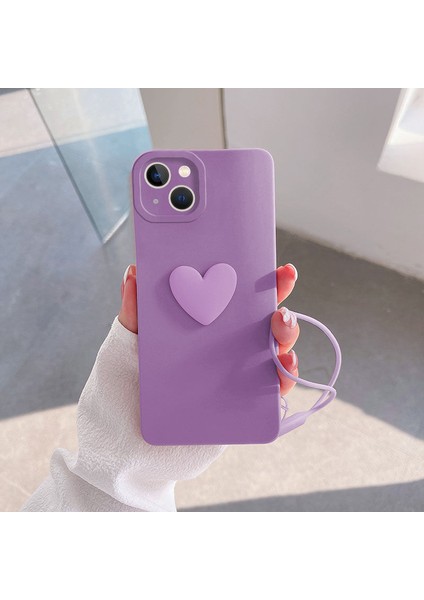 Apple iPhone 14 Kılıf Zebana Kalpli Love Kılıf Lila