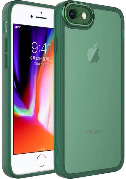Apple Iphone 8 Kılıf Kamera Korumalı Renkli Kenarlı Arkası Şeffaf Post Silikon