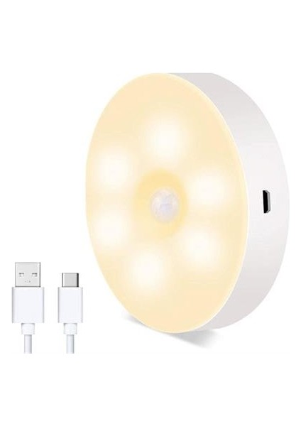 Buffer® Hareket Sensörlü USB Şarjlı Spot Lamba Mıknatıslı ve Yapışkanlı Gün Işığı Renk LED