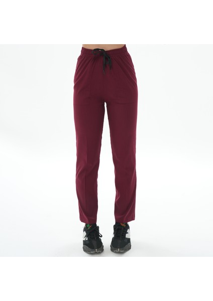 Lycra Bordo Likralı Tek Pantolon Scrubs Cerrahi Pantolon