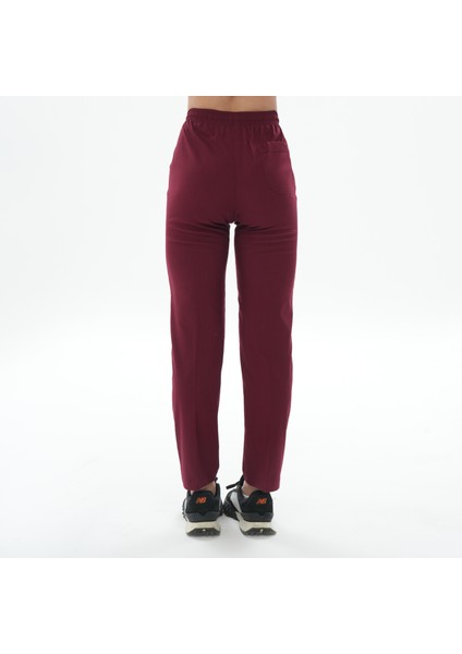 Lycra Bordo Likralı Tek Pantolon Scrubs Cerrahi Pantolon