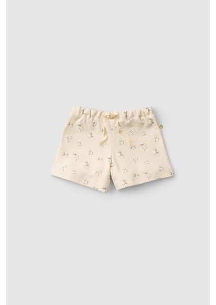 Organik Pamuklu Bebek Şort Takımı Küçük Pamuk Desenli modelleri